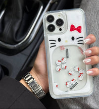 Hello Kitty Floating Glitter Case for iPhone | Cute Liquid Glitter iPhone Cover | Shockproof Transparent Back Case with Floating Stars