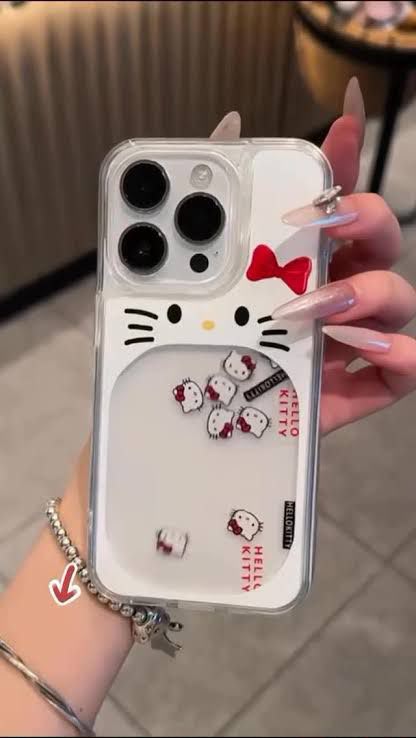 Hello Kitty Floating Glitter Case for iPhone | Cute Liquid Glitter iPhone Cover | Shockproof Transparent Back Case with Floating Stars